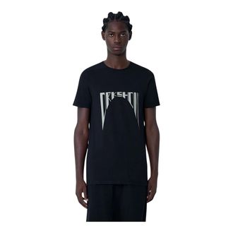 Rick Owens Tops, Heren, Zwart, L, Katoen, Katoenen Logo Motief Crewneck T-Shirt