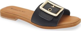 Chocolat Blu Bari Slide Sandal in Black Leather at Nordstrom, Size 6.5-7Us