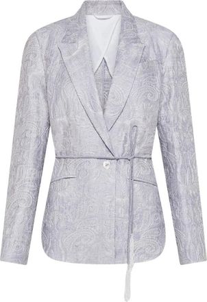 Seventy Giacca con fusciacca in vita - Dames - Blazers - Blauw - M - Leer - Jassen