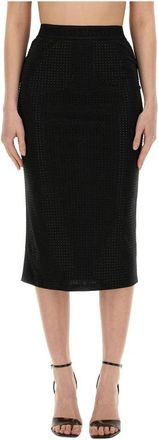 Versace Jeans Couture Tape Crystal Skirt - Dames - Midirokken - Zwart - 2XS - Rokken