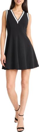 Donna Morgan V-Neck Fit & Flare Dress in Black at Nordstrom Rack, Size 16