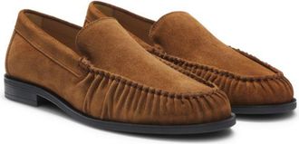BOSS Ruched-detail loafers in suede