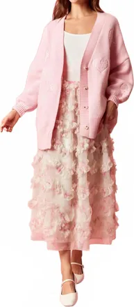 Peach Love California Sweetheart Knit Oversized Cardigan In Pink