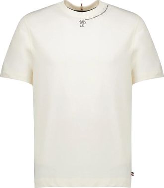 Moncler Katoenen T-shirt - Heren - Tops - Beige - Maat: S Katoen