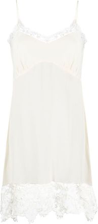 Simone Rocha lace-trim slip dress - women - Silk/Acetate/Polyamide/Polyester - 4 - Neutrals