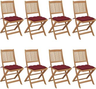 vidaXL Sillas De Jard&iacute;n Plegables 8 Uds Y Cojines Madera Maciza Acacia Vidaxl