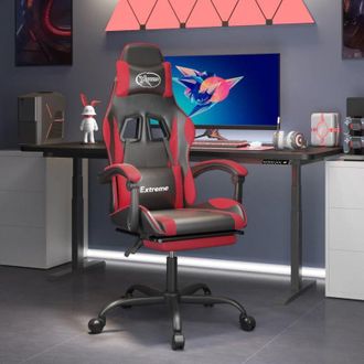 vidaXL Silla Gaming Con Reposapi&eacute;s Cuero Sint&eacute;tico Negro Rojo Vidaxl