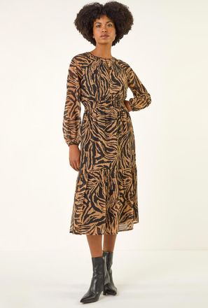 Roman Zebra Print Keyhole Midi Dress