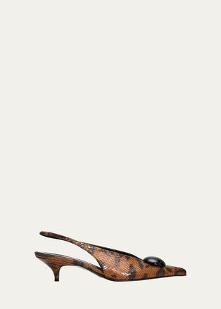 Proenza Schouler Dome Slash 20MM Python-Embossed Leather Slingback Pumps