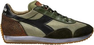 Diadora Vintage Stijl Sneaker Stone Washed - Heren - Sneakers - Groen - 43 EU - Leer - Schoenen