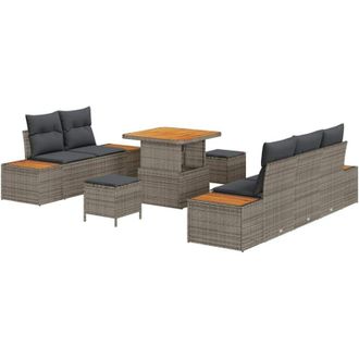 vidaXL Vidaxl - Conjunto De Sof&aacute; De Jard&iacute;n 8 Pcs Gris Claro, Gris Oscuro