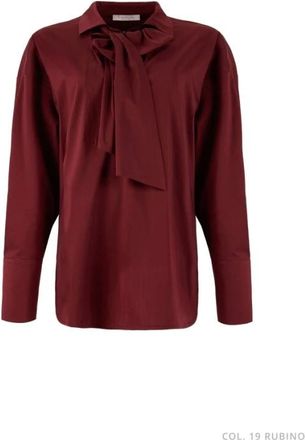 D.exterior Camicia Rubino In Popeline Manica Lunga - Dames - Blouses - Rood - L - Katoen - Overhemden
