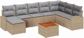 vidaXL Conjunto De Sof&aacute; De Jard&iacute;n 9 Pcs Beige, Gris Claro Vidaxl