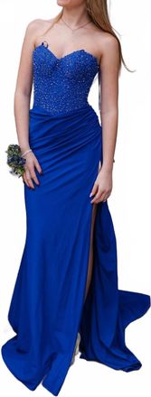 La Femme Strapless Prom Dress In Royal Blue