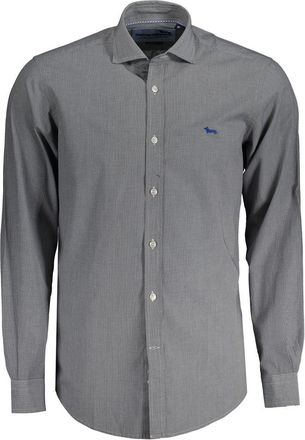 Harmont & Blaine Mens Dress Shirt Houndstooth Long Sleeve - Grey Cotton - Size Small