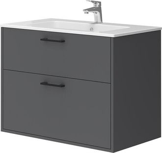 Vicco Conjunto De Muebles De Ba&ntilde;o Lanco, Antracita, 80 X 61.5 Cm Con Lavabo