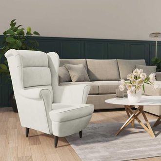 vidaXL Poltrona Bianco Crema In Velluto - Vidaxl