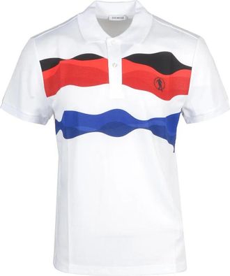 Dirk Bikkembergs White Striped Polyester Polo Shirt