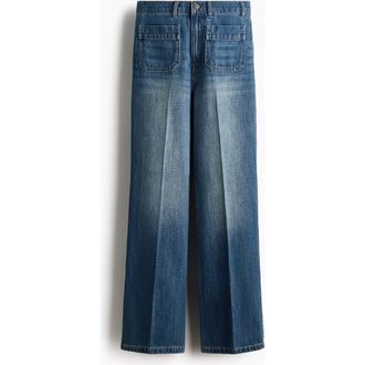 H&M Straight High Waist Jeans in Denim Blue at Nordstrom, Size 16
