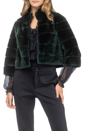 Gorski Genuine Shearling Cropped Bolero with Cropped Sleeves in Emerald at Nordstrom, Size X-Large