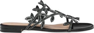 Gianvito Rossi Crystal Flavia 05 Sandal in Black Leather at Nordstrom, Size 35.5