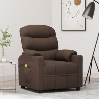 vidaXL Sill&oacute;n De Masaje El&eacute;ctrico Tela Marr&oacute;n Oscuro Vidaxl