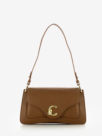 Coccinelle Borsa a spalla in pelle martellata cognac