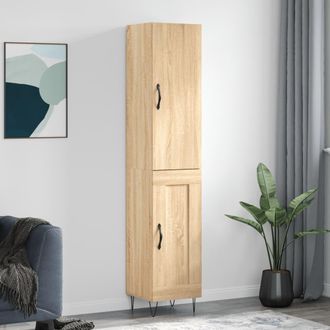 vidaXL Aparador De Madera Contrachapada Roble Sonoma 34,5x34x180 Cm Vidaxl