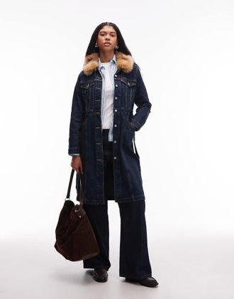 Levi's Giacca trucker lunga in denim indaco-Blu navy