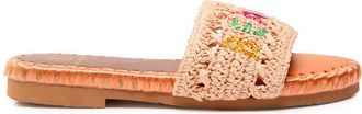 De Siena shoes DE Siena Crochet-design Leather Sliders - Orange - 36 (IT36 / UK3)