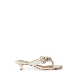 Ralph Lauren Leren teenslippers met hak Francesca