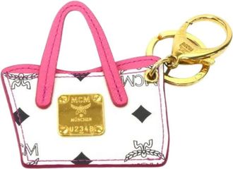 MCM Pre-owned Accessories, female, White, Size: ONE SIZE Pre-owned Leather key-holders
