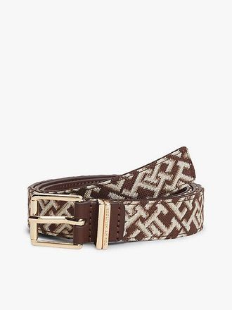 Tommy Hilfiger Jacquard Double Keeper Square Buckle Belt