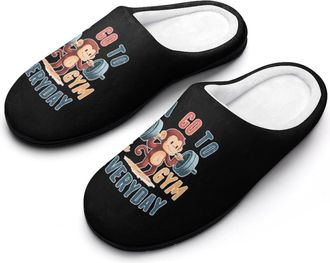 Generic Monkey Gym Slippers Men Winter Warm Cotton Anti-Slip Indoor Slip-Ons House Shoes