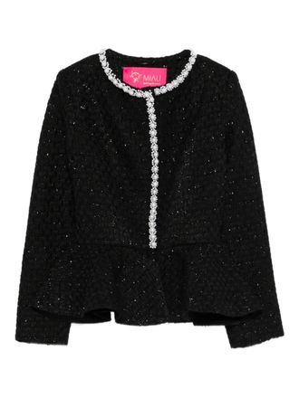 Miau by Clara Rotescu Maverik embellished peplum jacket - Black
