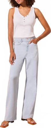 Tribal Brooke Hugging Pocket Wide Leg Jeans In Blue White