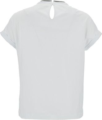 Brunello Cucinelli Womens T-Shirt With Monile Detail White Cotton T-Shirts & Jerseys