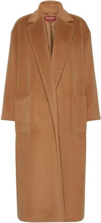 Max Mara Lange Wol Beaver Jas - Dames - Mantel - Bruin - M - Wol - Jassen