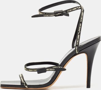 Jimmy Choo London Black Leather Ankle Strap Sandals