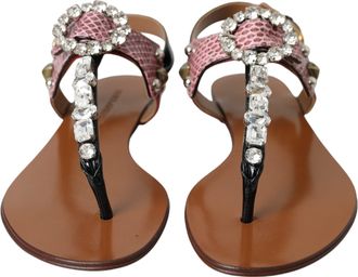 Dolce & Gabbana Multicolor Crystal Sandals Flip Flops Womens Shoes