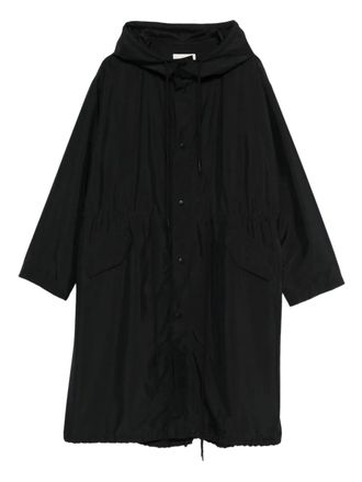 6397 hooded drawstring coat - women - Polyester/Nylon/Cotton - S - Black