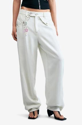 Desigual Wide Leg Pants in Off White at Nordstrom, Size 36