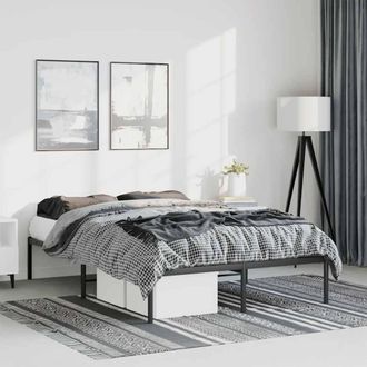 vidaXL Estructura De Cama Sin Colch&oacute;n Metal Negro 135x190 Cm Vidaxl