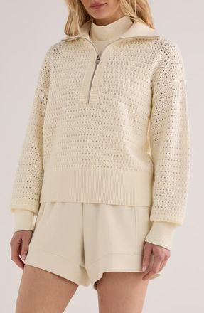 Varley Darla Half Zip Sweater in Egret at Nordstrom, Size X-Large