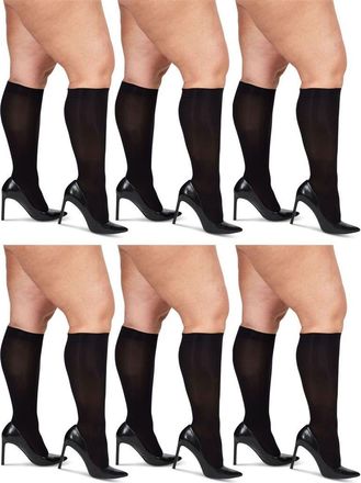 MeMoi 6-Pack Knee High Socks in Black at Nordstrom, Size 1X