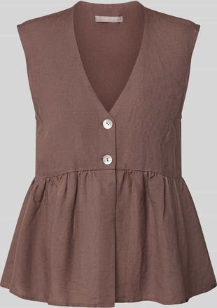 Christian Berg Top aus Leinen-Mix mit Viskose-Anteil in Mittelbraun, Gr&ouml;&szlig;e 34