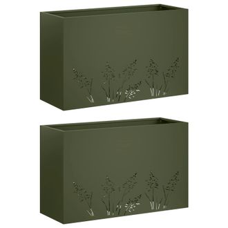vidaXL Macetero De Jard&iacute;n 2 Uds. Verde Oliva 80 X 20 X 49 Cm Vidaxl