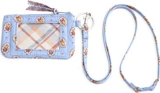 Vera Bradley Zip ID Pouch with Breakaway Lanyard in Blue Leaf at Nordstrom