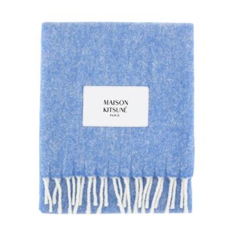 Maison Kitsun&eacute; Winter Scarves, male, Blue, Size: ONE SIZE Alpaca Striped Scarf