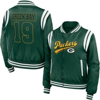WEAR by Erin Andrews Womens WEAR by Erin Andrews Green Green Bay Packers Bomber Full-Zip Jacket at Nordstrom, Size Xx-Large